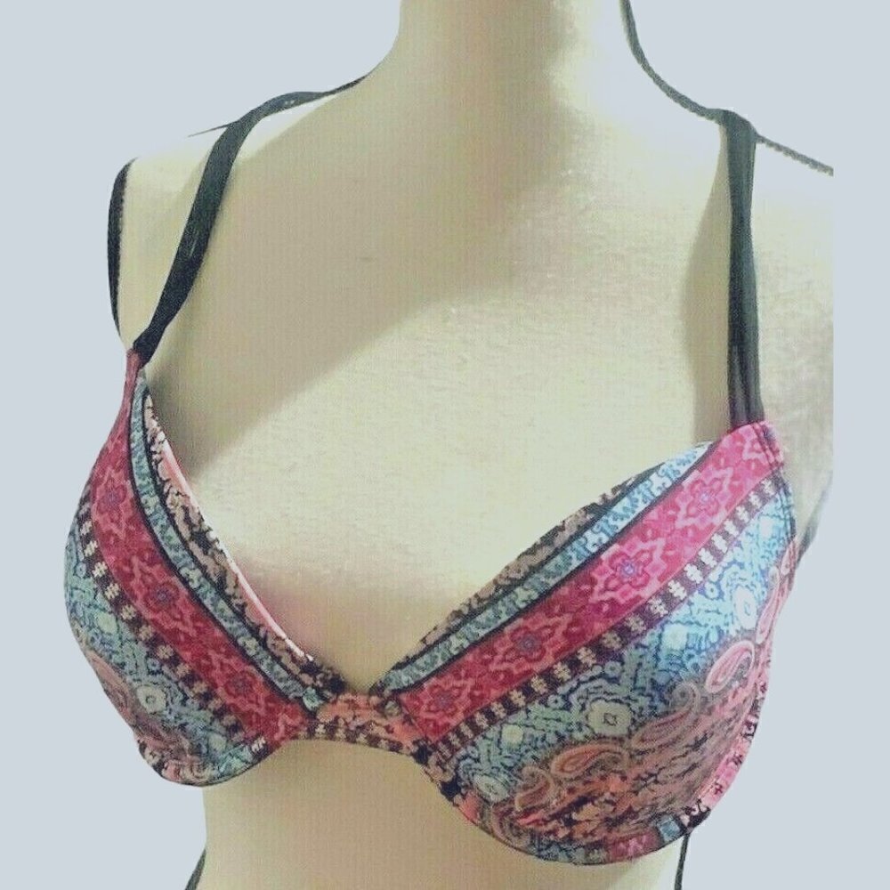 Arizona Bikini Top Padded Bra Size XL Multicolor Spaghetti Straps Racerback - Picture 2 of 10